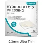 Dimora Hydrocolloid Dressing Sterile Self-Adhesive Patches Pads Bandages 10 Pack 4 inchx4 inch, White