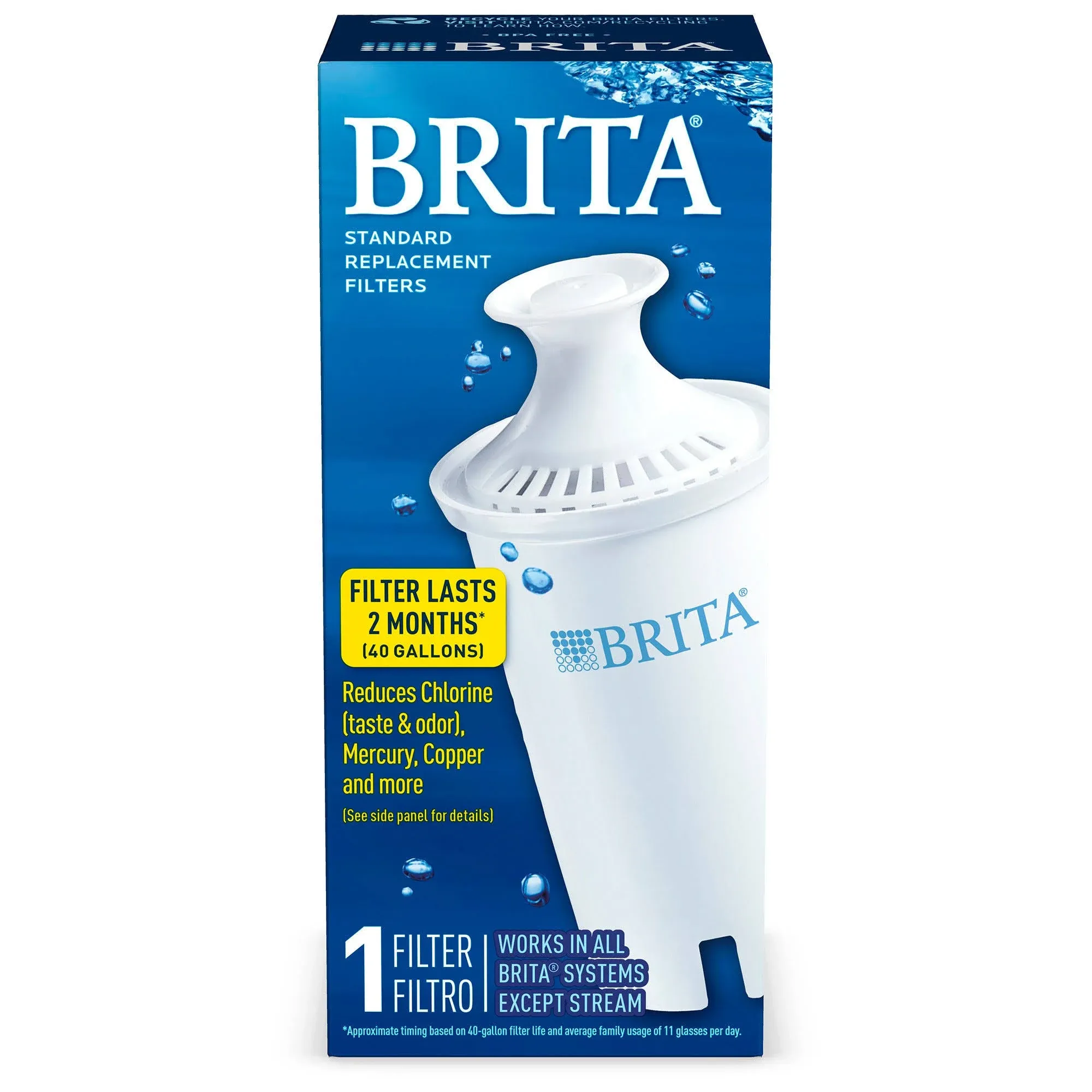 1 Brita Standard Replacement Water Filter for Pitchers