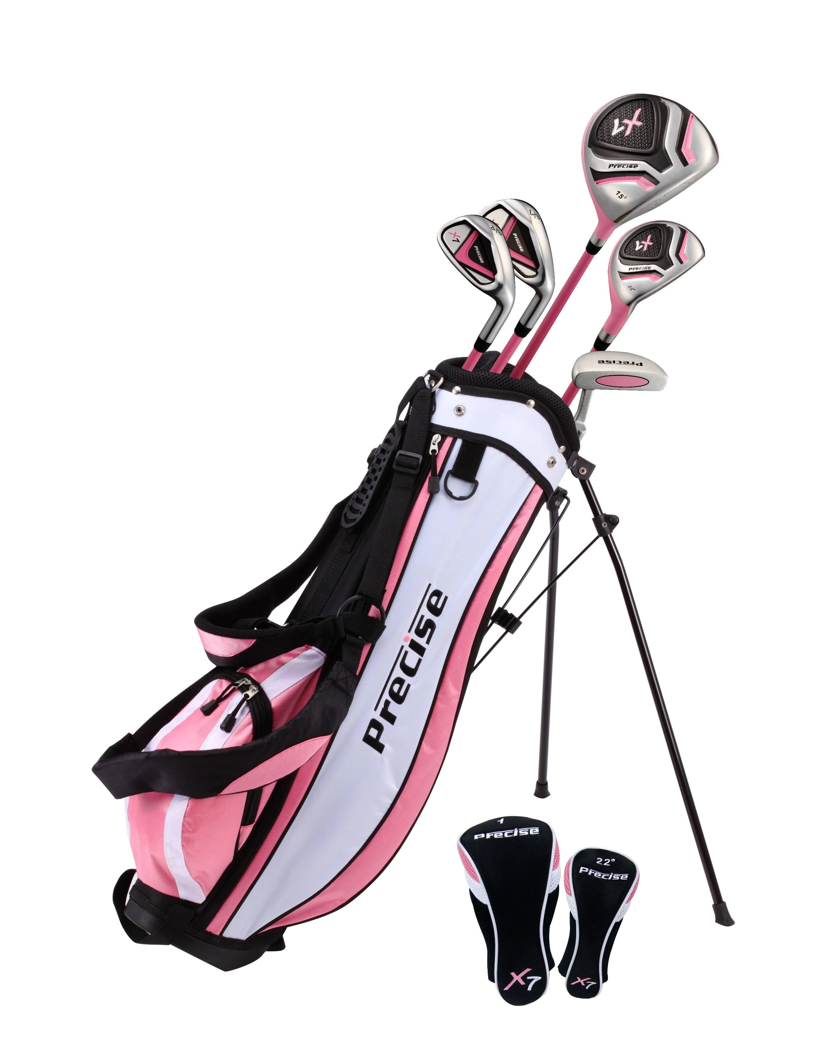 PreciseGolf Co. Precise X7 Junior Complete Golf Club Set for Children Kids Pink Ages 6-8 Right Hand