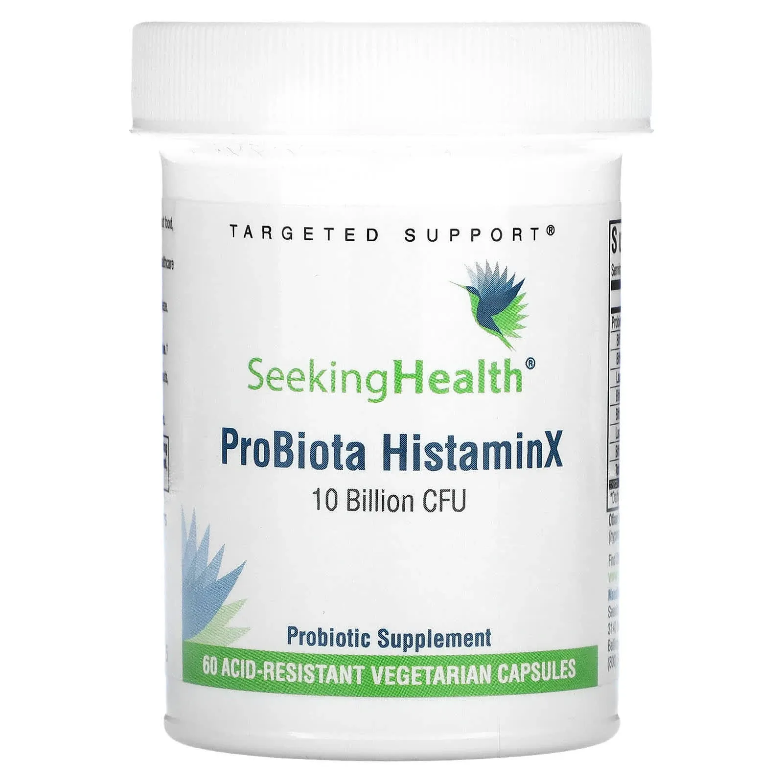 Seeking Health, ProBiota HistaminX, 10 Billion CFU, 60 Vegetarian Capsules