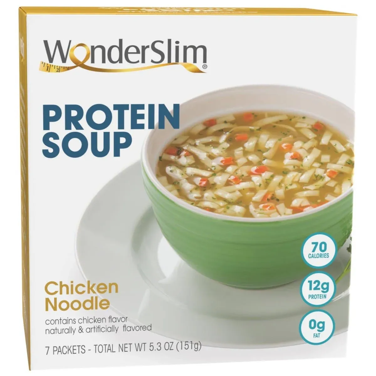 WonderSlim Protein Soup Chicken Noodle 70 Calories 12 Protein 0g Fat 7ct