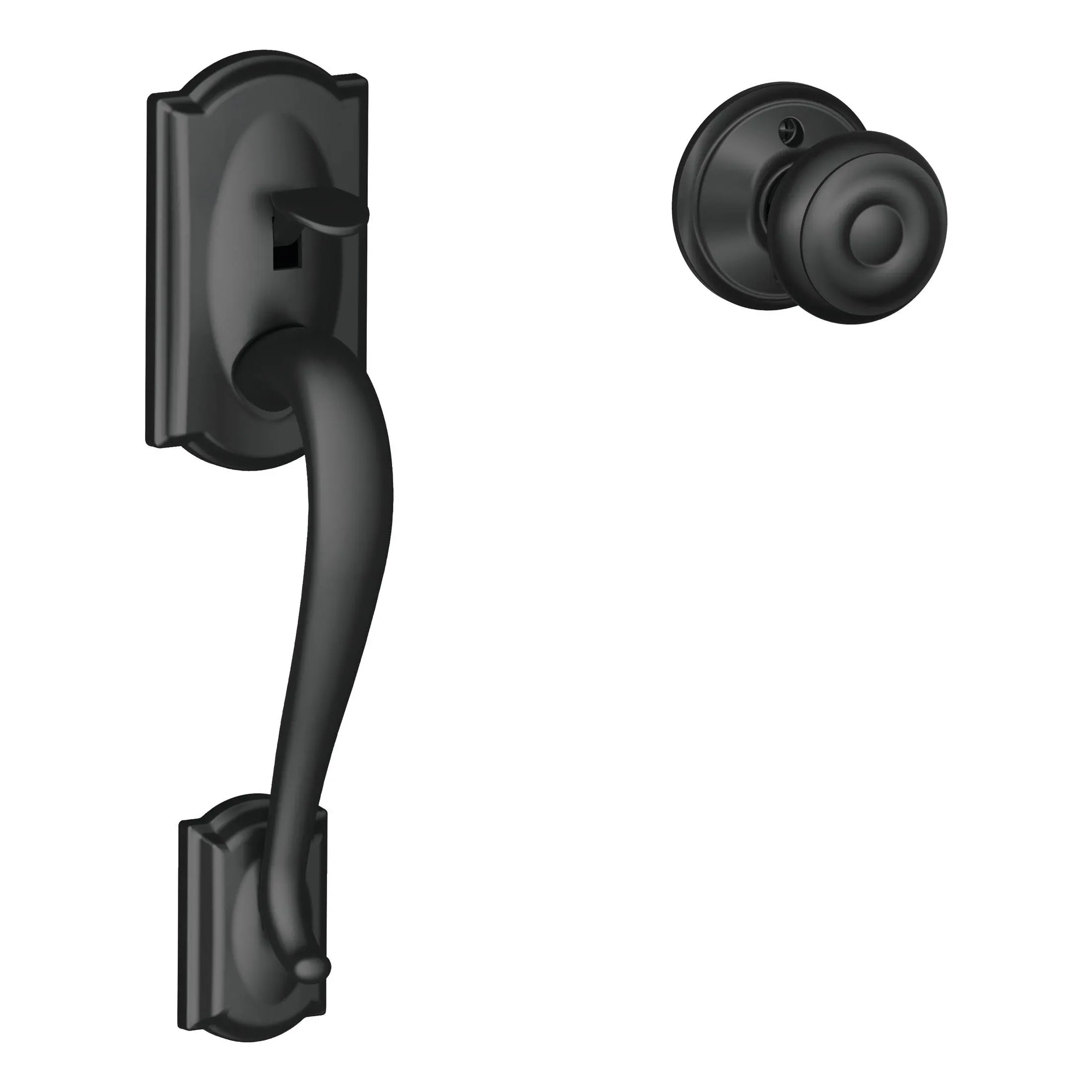 Schlage Camelot-Georgian Matte Black Entry Door Handleset Knob