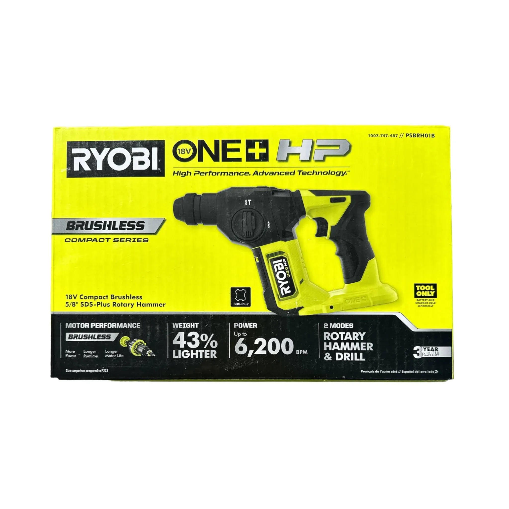 RYOBI ONE+ HP 18V Brushless Cordless Compact 5/8 in. SDS Rotary Hammer