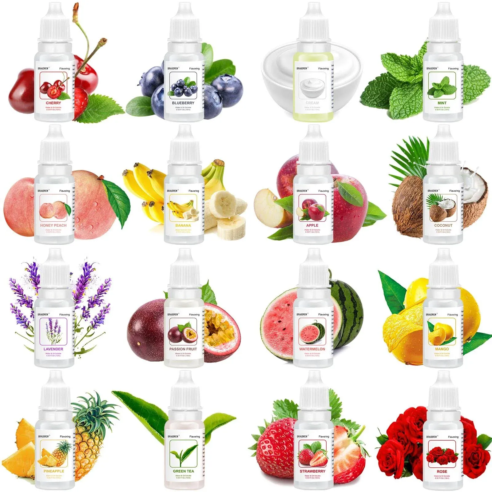 SUKVTDY Food Flavoring Oil, 16 Pack 10ml Larger Size Lip Gloss Flavoring Oil ...