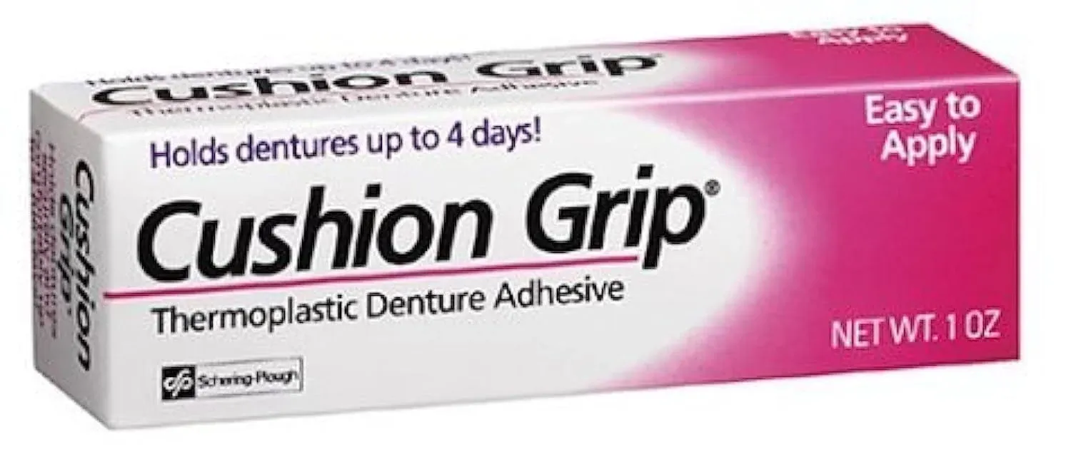 Cushion Grip Thermoplastic Denture Adhesive, 1 oz - Refits and Tightens Loose Upper and Lower Dentures and Partials 1 pack