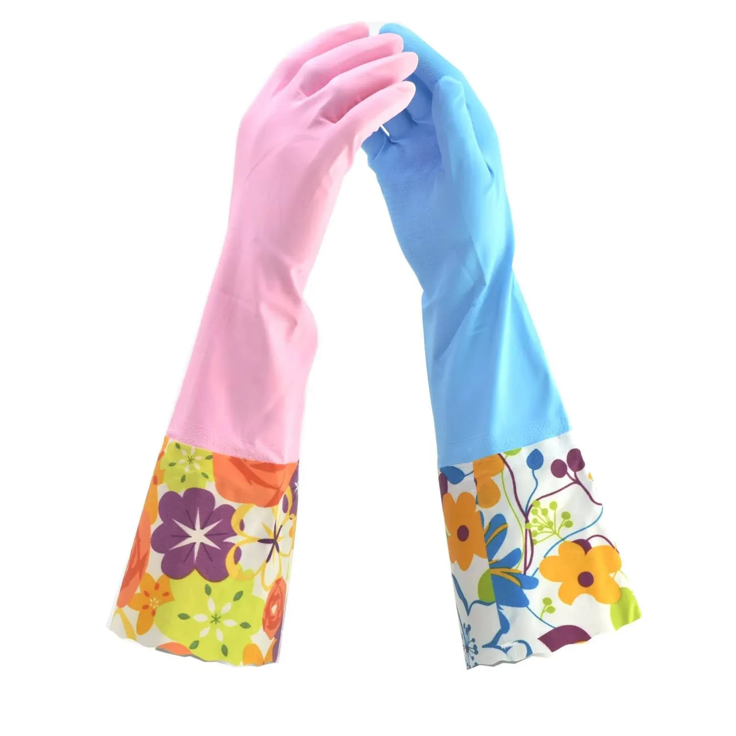 Latex Free Household Gloves, Sold by each- 2 Pairs, Pink and Blue