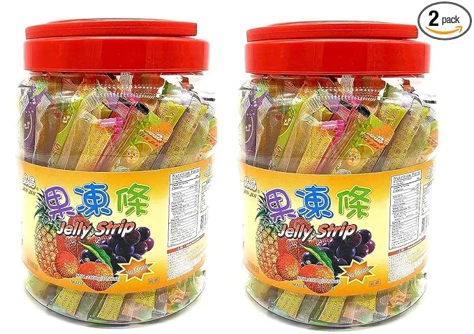 Jin Jin Fruit Jelly Filled Strip Straws Candy - Many Flavors! (35.26 oz)(TWO PACK)