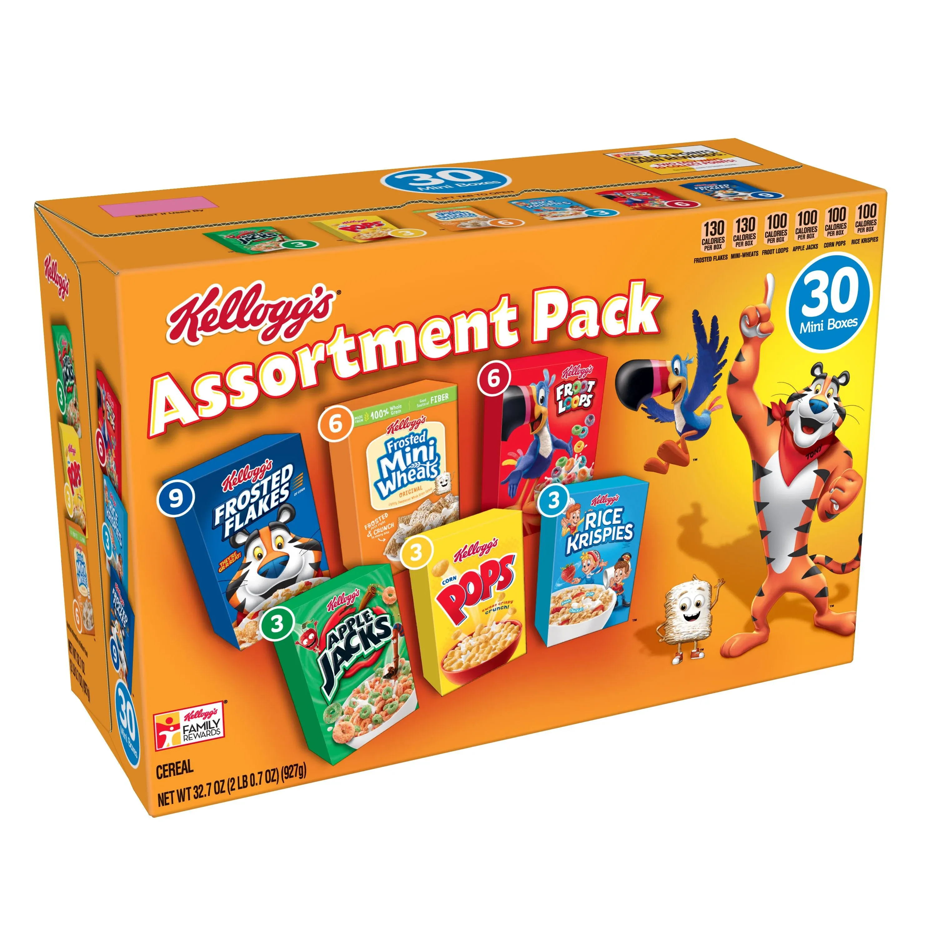 Kellogg's Jumbo Cereal, Assorted - 30 pack, 32.7 oz box