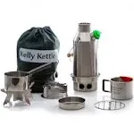 Kelly Kettle Trekker Kettle & Kit ? 0.6ltr/20oz Capacity Stainless Steel Camping Kettle | Whistles When Boiled | Wood Fueled Camp Stove | For Hiking, on OnBuy