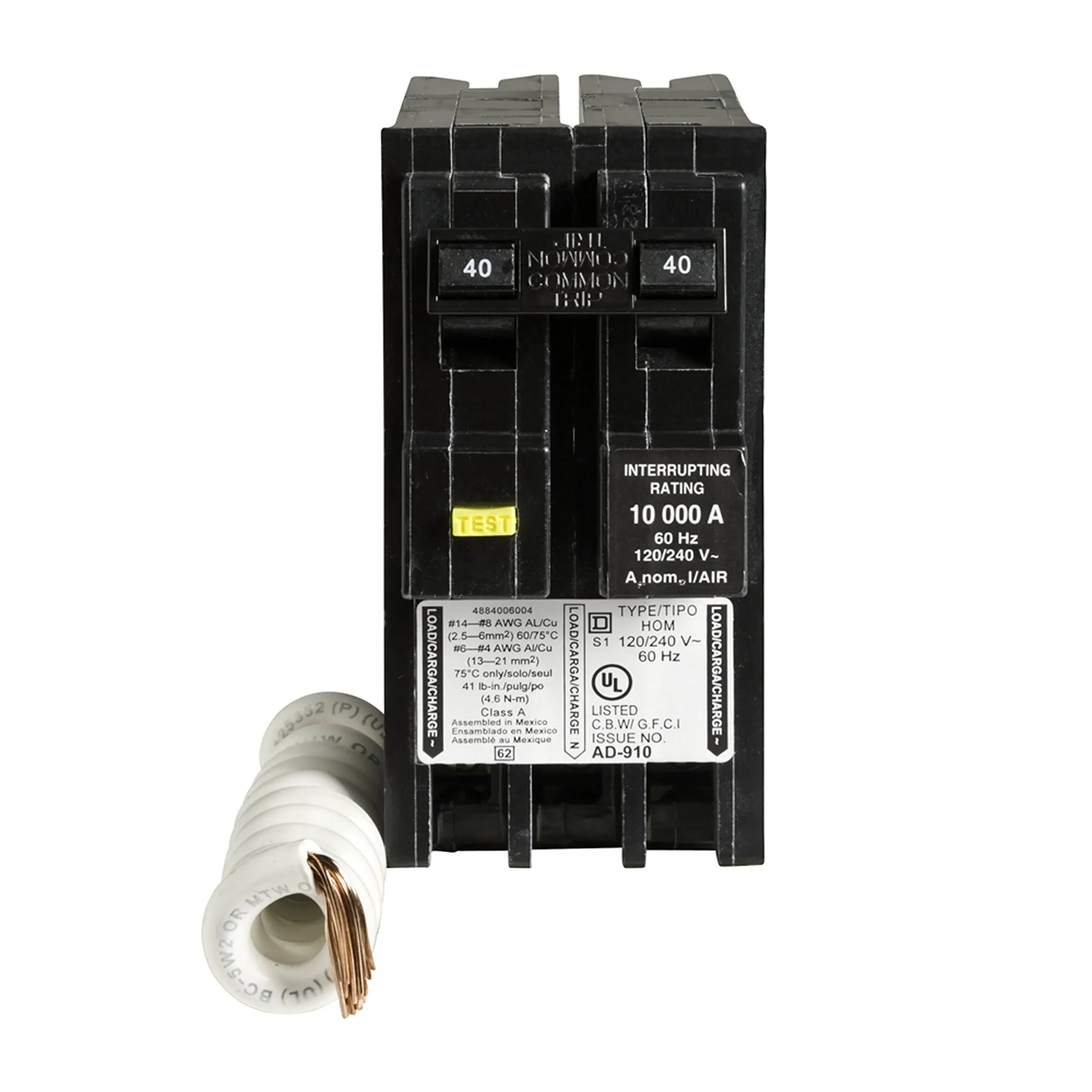 Square D Homeline 40 Amp 2-Pole GFCI Circuit Breaker HOM240GFIC