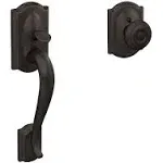 Adjustable Installation Matte Black Camelot Entry Handleset with Security Lock