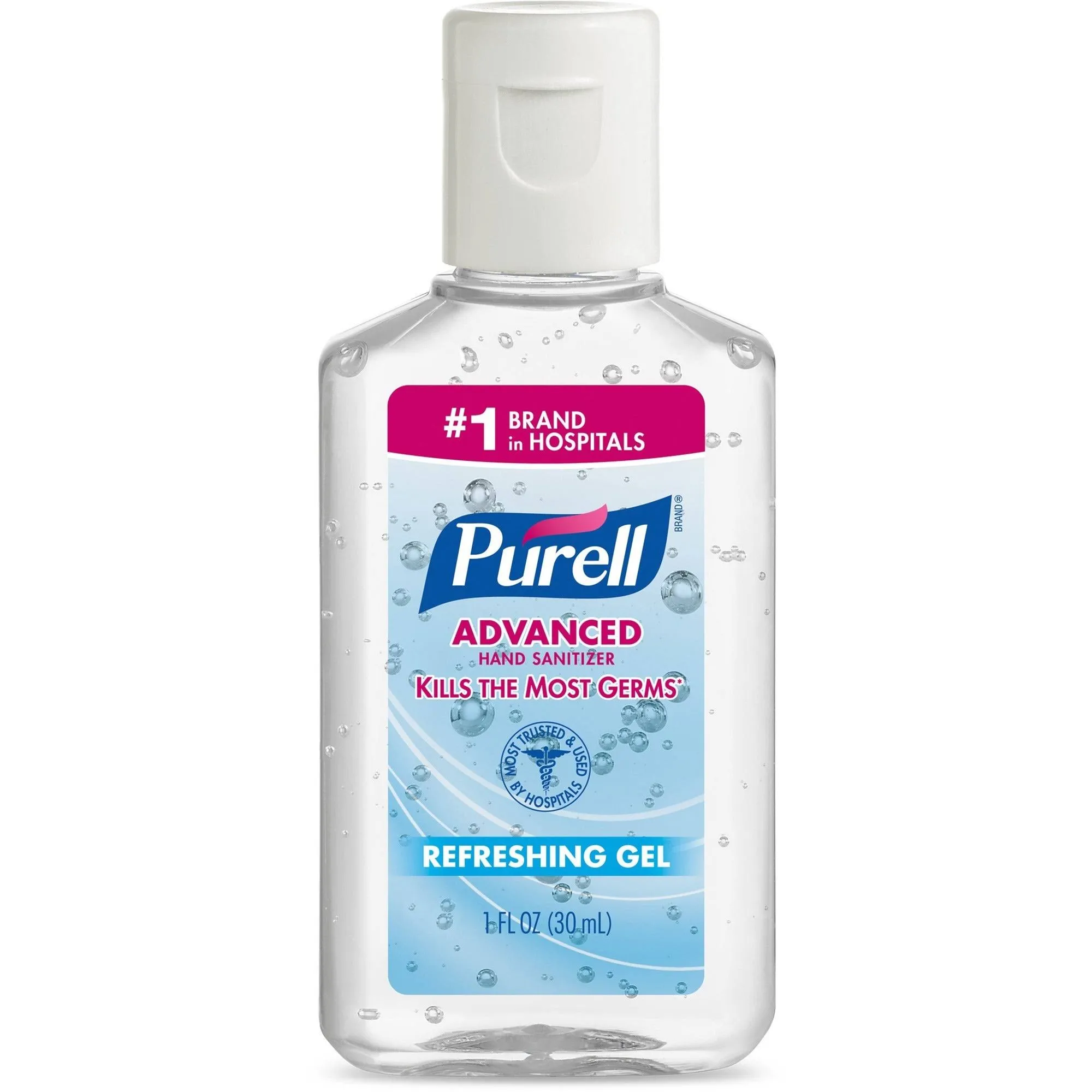 Purell Advanced Gel Hand Sanitizer, 1 oz Flip Cap Bottle, Clean, 72/Carton