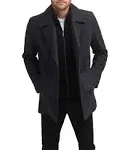 Kenneth Cole Men's Double Breasted Bib Peacoat, Pea Coat Charcoal