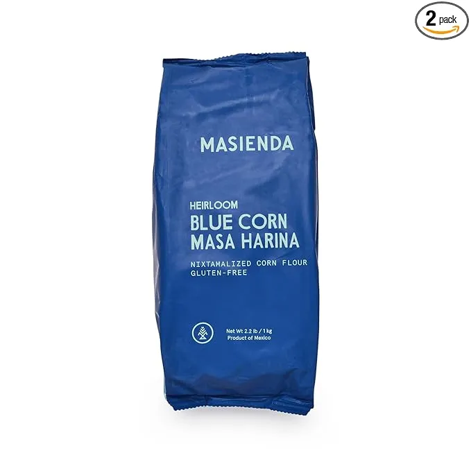 Masienda Heirloom Blue Corn Masa Harina/Flour 2.2 lb (Pack of 2) - Nixtamalized Corn Flour Perfect for Corn Tortillas, Tamales, Tostadas, Pupusas, Are