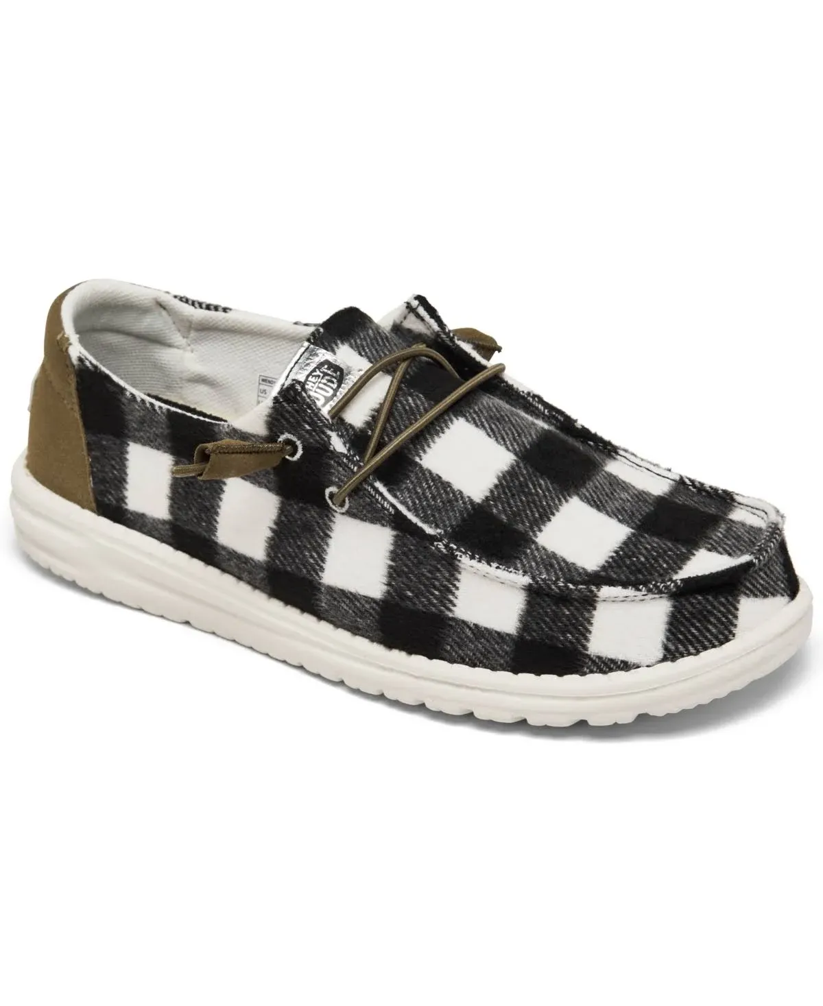 Hey Dude Women&#039;s Wendy Buffalo Plaid  Black White Shoes Slip On 56,7,8,9,10,11