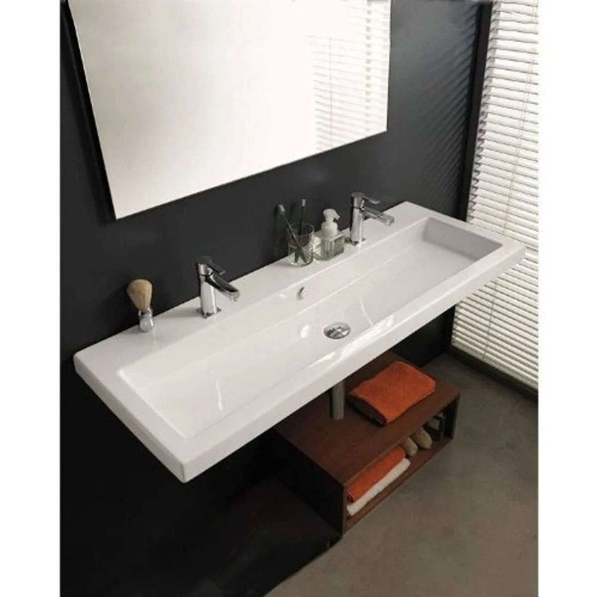 Nameeks CAN05011B-Two Hole Tecla 47-1/4" Ceramic Wall Mounted / - Contemporary - Bathroom Sinks - by Buildcom | Houzz