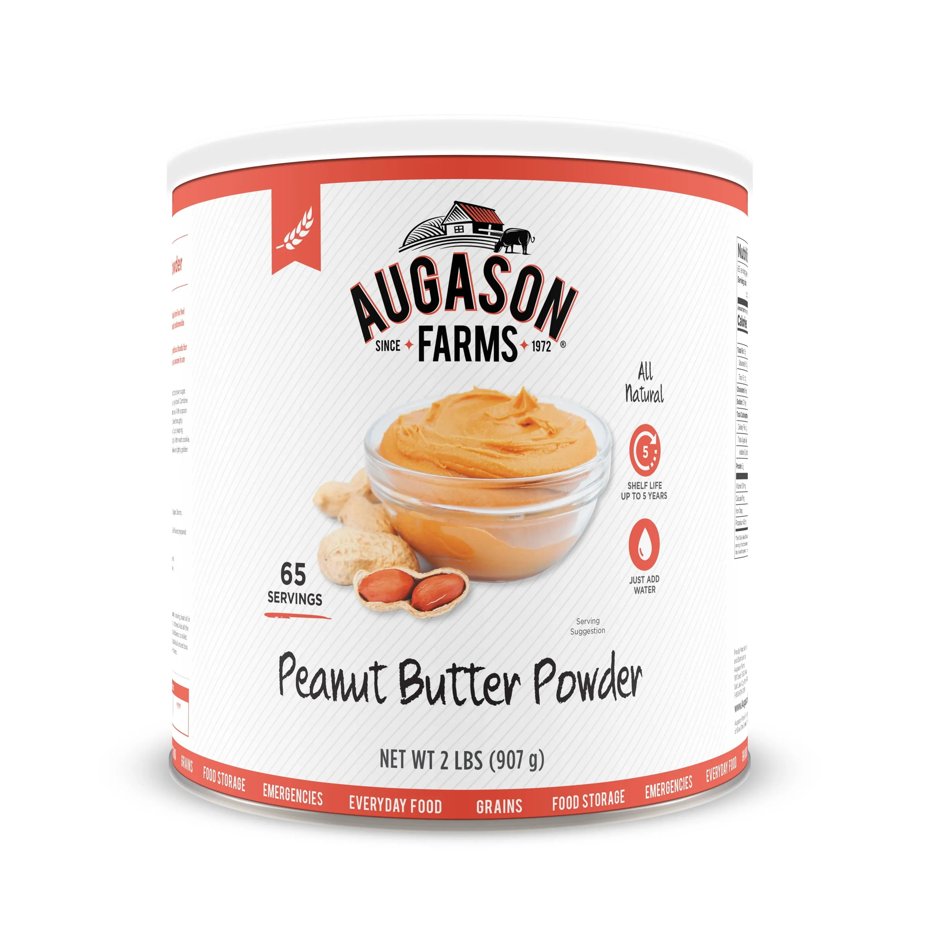 Augason Farms Emergency Food Peanut Butter Powder - 32 oz canister