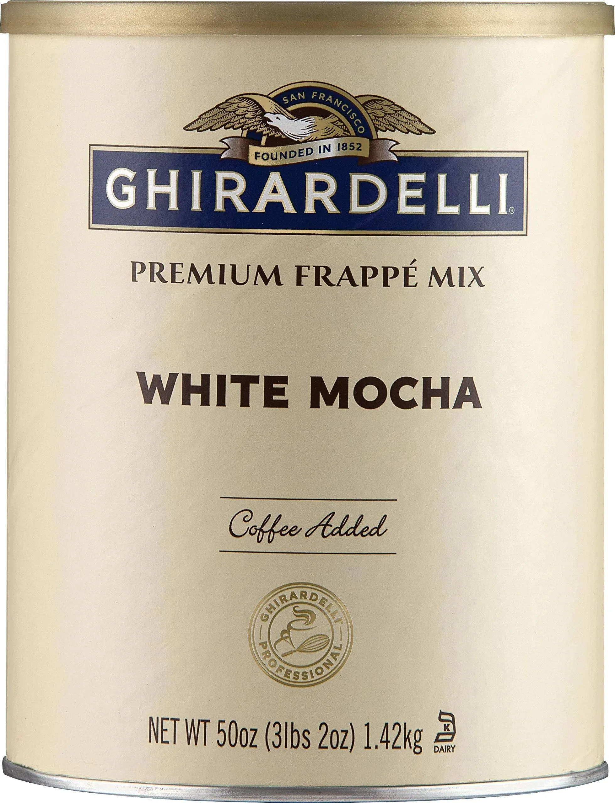 Ghirardelli Mocha Premium Frapp Mix 3.12 Lb Can With Ghirardelli Stamped Barista Spoon