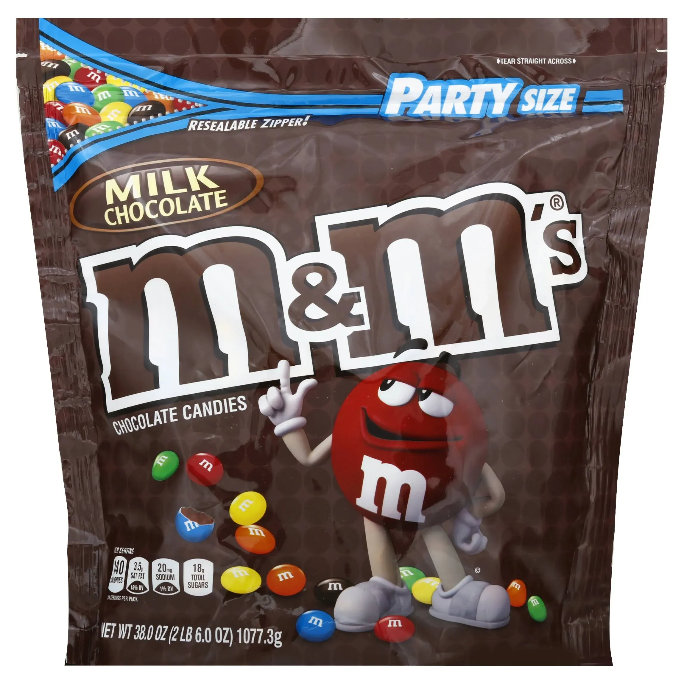 M & M's Chocolate Candies, Milk Chocolate, 38 oz Bag