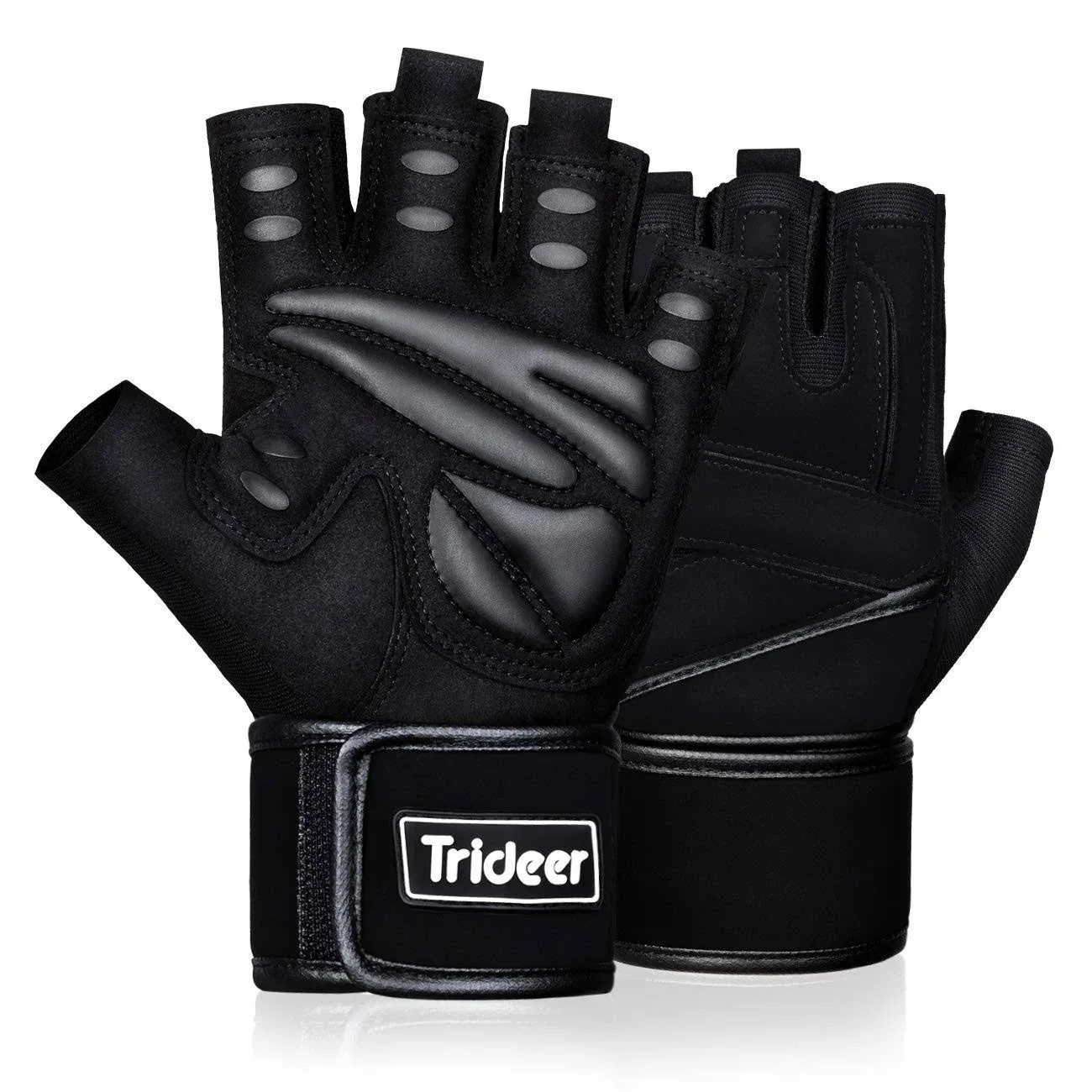 Trideer Padded Workout Gloves for Men - Gym Weight Lifting Gloves with Wrist Wrap ...