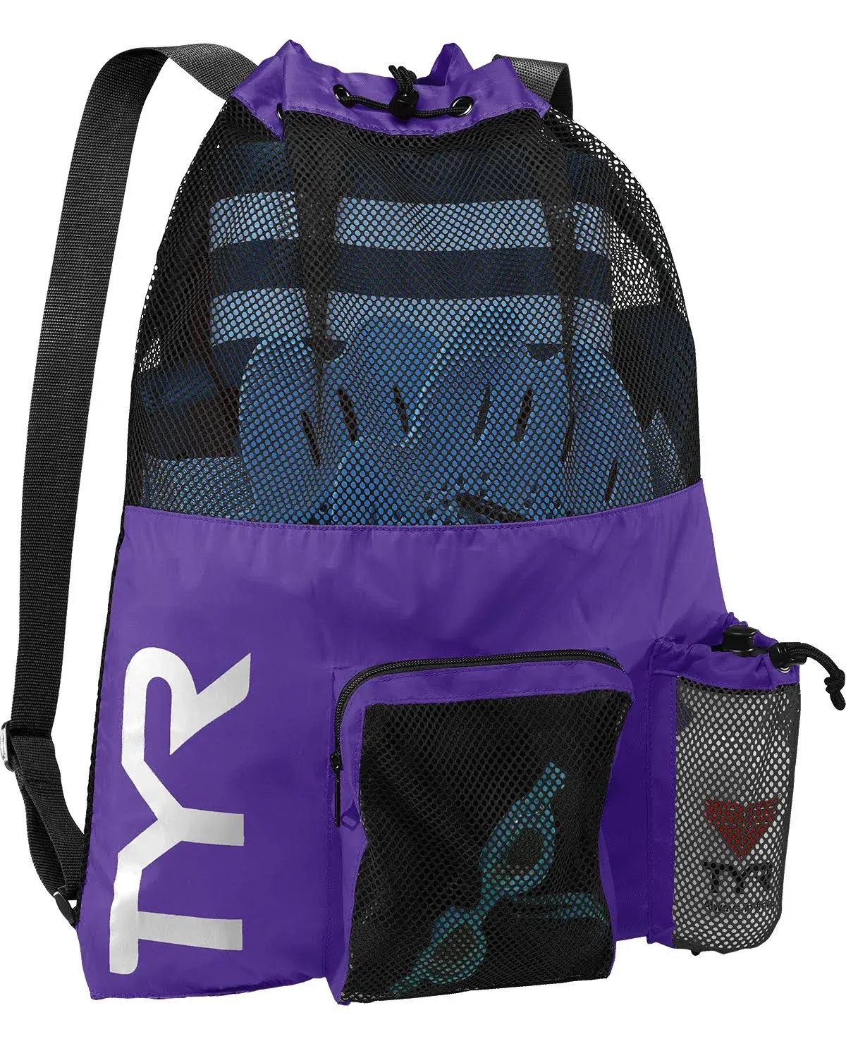 TYR Big Mesh Mummy Backpack for Swim, Gym and Workout Gear, Purple, 40 L