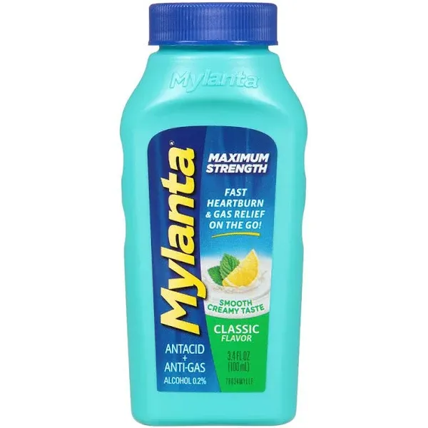 Mylanta Antacid + Anti-Gas, Maximum Strength, Classic Flavor - 3.4 fl oz