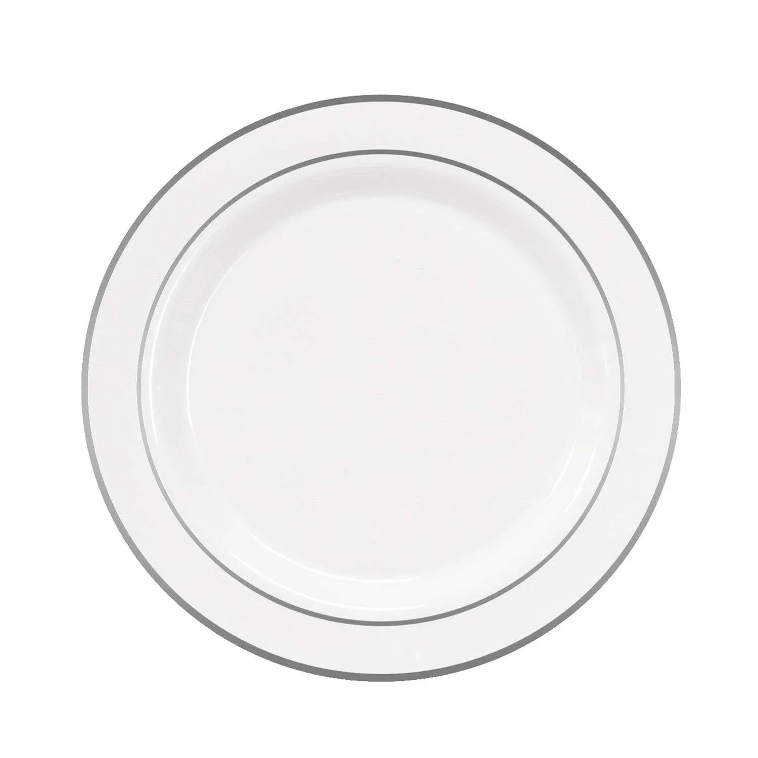 7.5&quot; Divine Plates - White With Silver Rim 12 Ct.