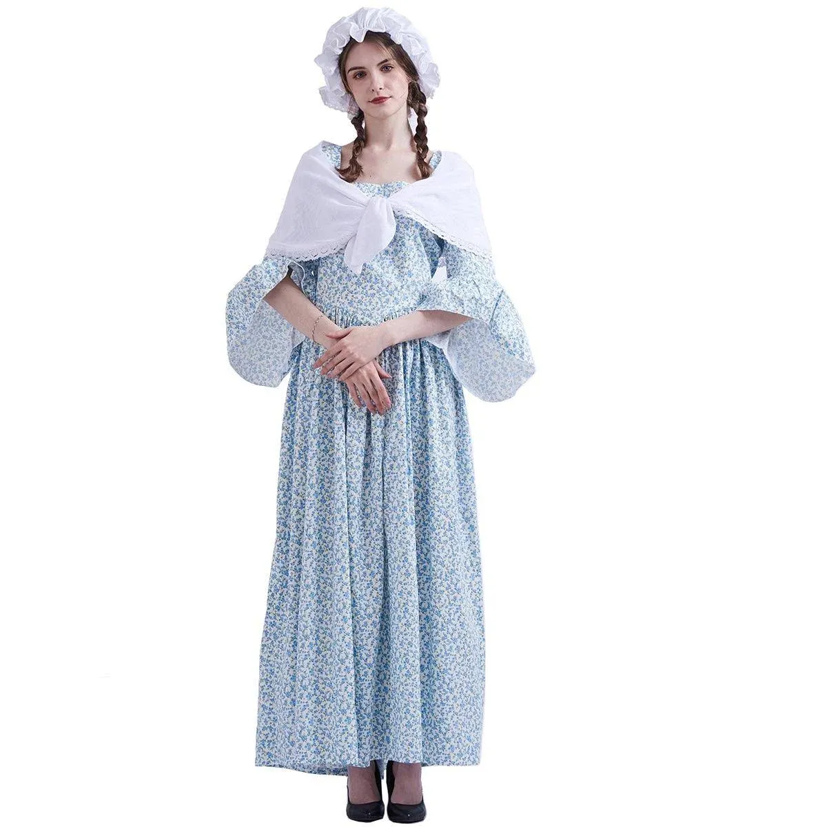 Graceart Pioneer Woman Costume Colonial Women Prairie Dress 100% Cotton