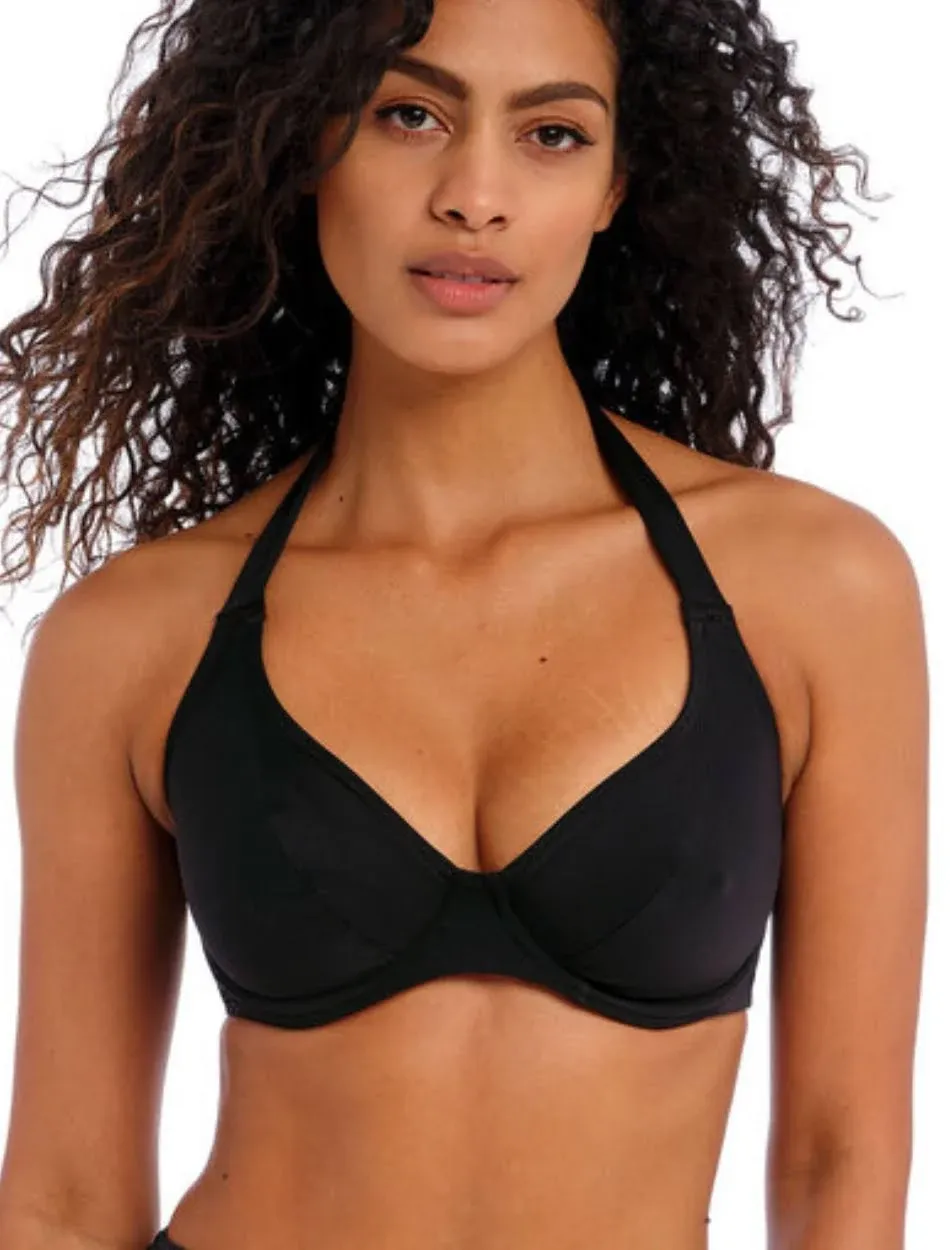 AS7230PLK Freya Jewel Cove High Apex Bikini Top | Plain Black 34e