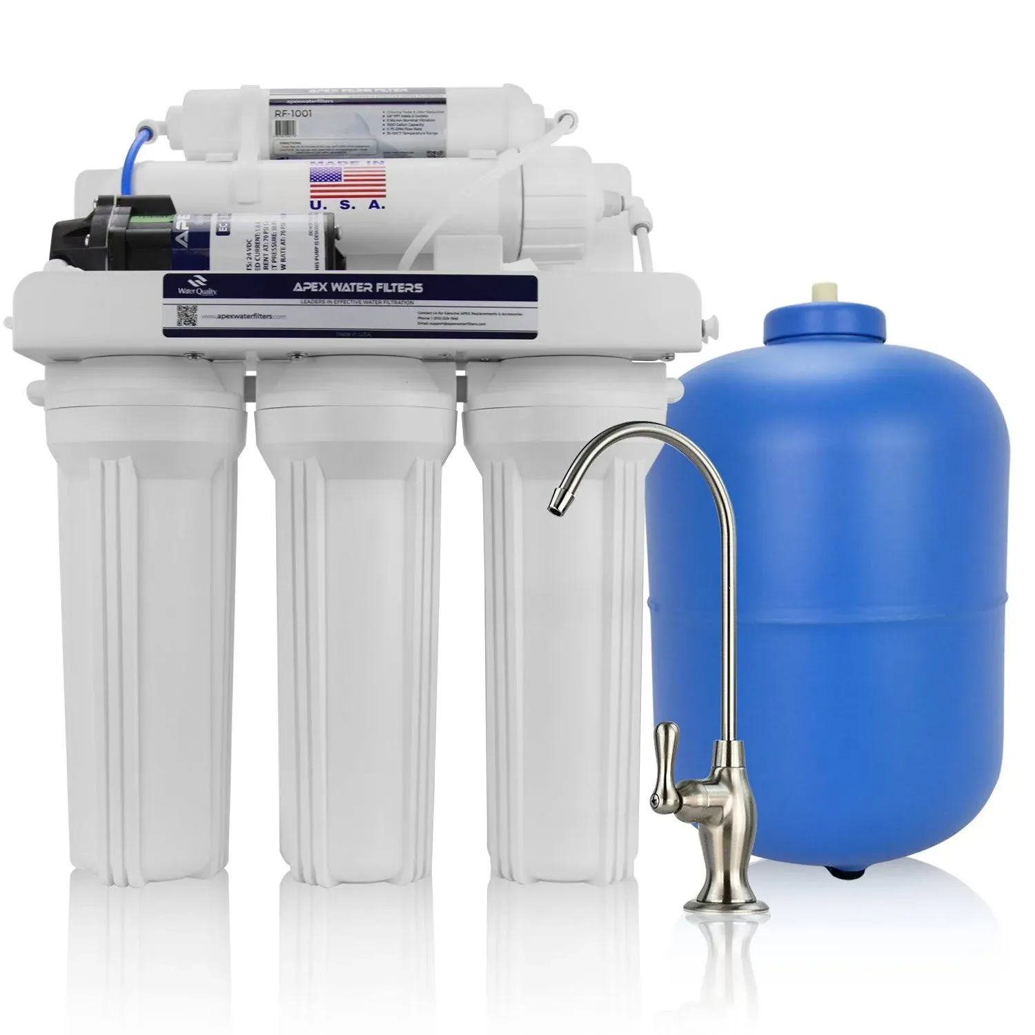 Apex MR-5051 Reverse Osmosis Water Filter System with Booster Pump