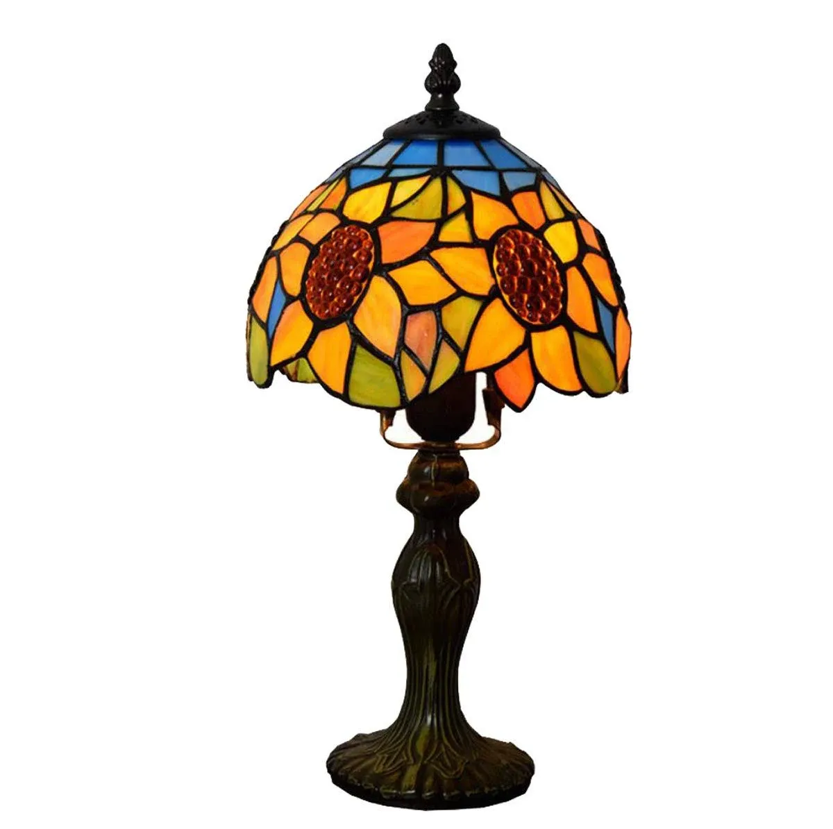 Vintage Tiffany Style Sunflower Table Lamp Pastoral Floral Stained Glass Kids ...