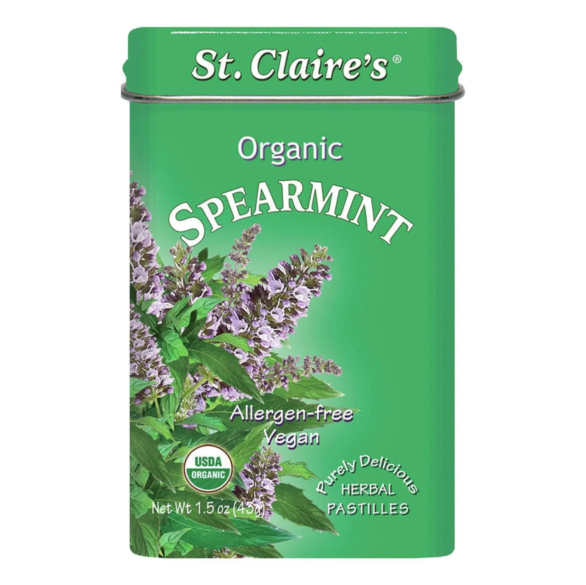 Spearmint, Pastilles, Organic, 1 tin