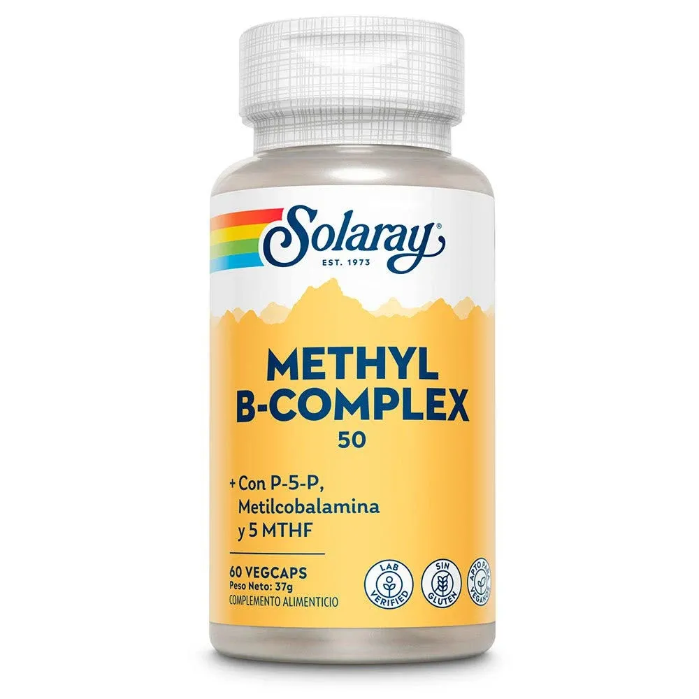 Solaray Methyl B-Complex 50mg | Methylated Forms of Folate &amp; B-12 | Healthy Hair