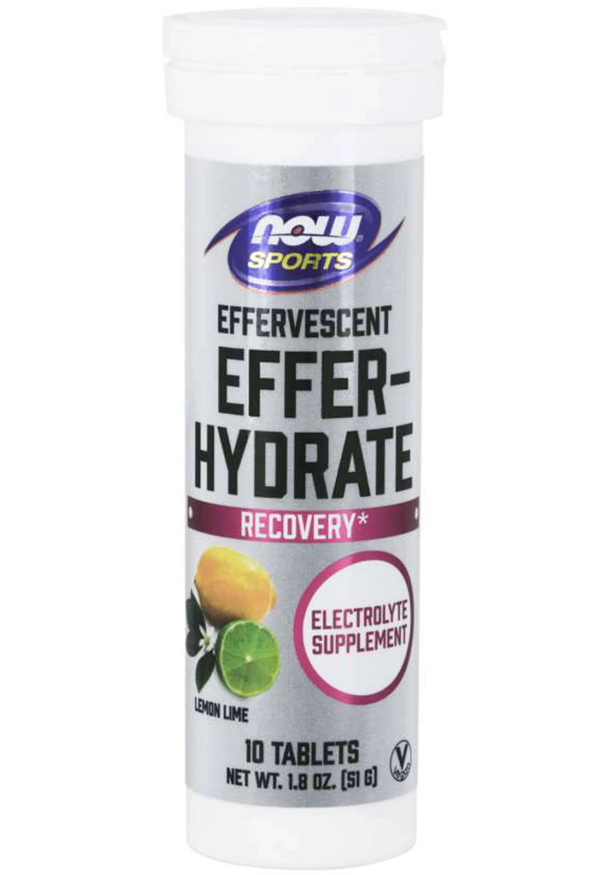 Now Foods - Effer-Hydrate Effervescent, Lemon Lime - 10 Tablets