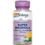 Solaray Super Rhodiola Root Extract 500mg | Herbal Adaptogen for Healthy Stress & Energy Support | Guaranteed Potency | Non-GMO & Vegan | 60 VegCaps