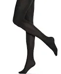 HUE Black Silky Smooth Opaque Nylon Pull On Pantyhose Tights Size 1 New