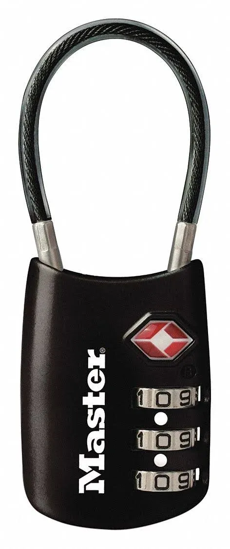 Master Lock 4688DBLK TSA Accepted Cable Luggage Lock Black