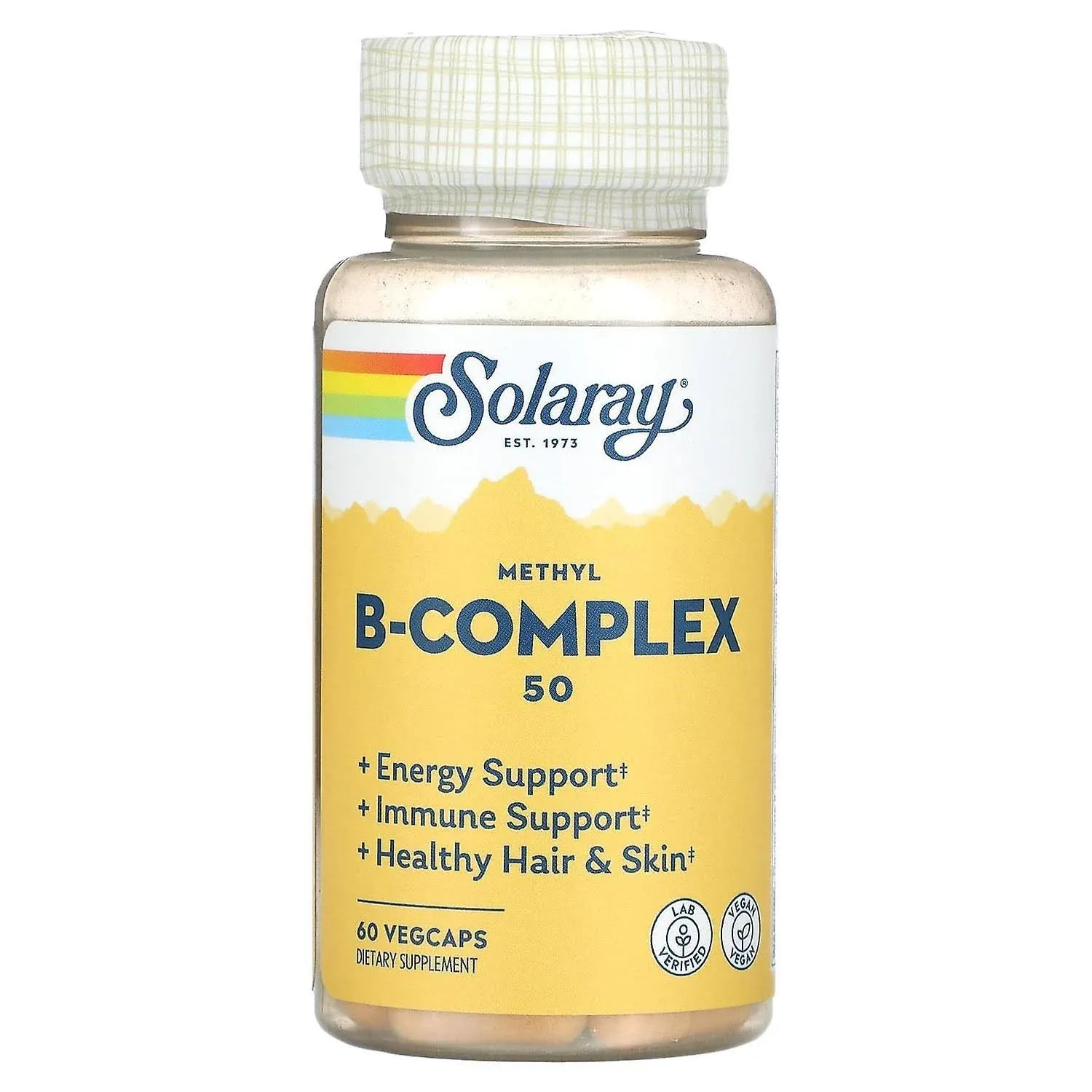 Solaray Methyl B-Complex 50mg | Methylated Forms of Folate & B-12 | Healthy Hair & Skin, Nerves, Immune Function & Metabolism Support | 60 VegCaps