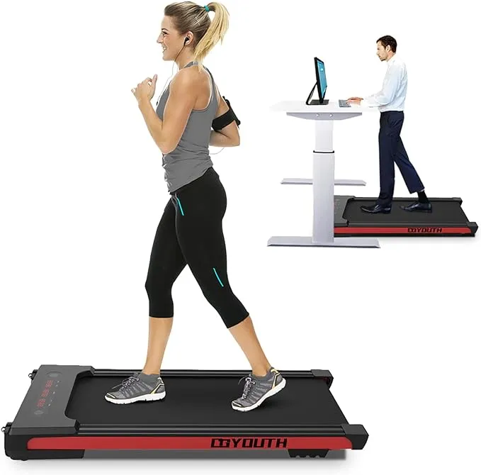 GOYOUTH 2 in 1 Under Desk Electric Treadmill Motorized Exercise Machine with Wireless Speaker, Remote Control and LED Display, Walking Jogging Machine for Home/Office Use