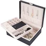 Jewelry Box Organizer, Travel Jewelry Storage Boxes Necklace Holders Display Tray Storage Case(Black) A