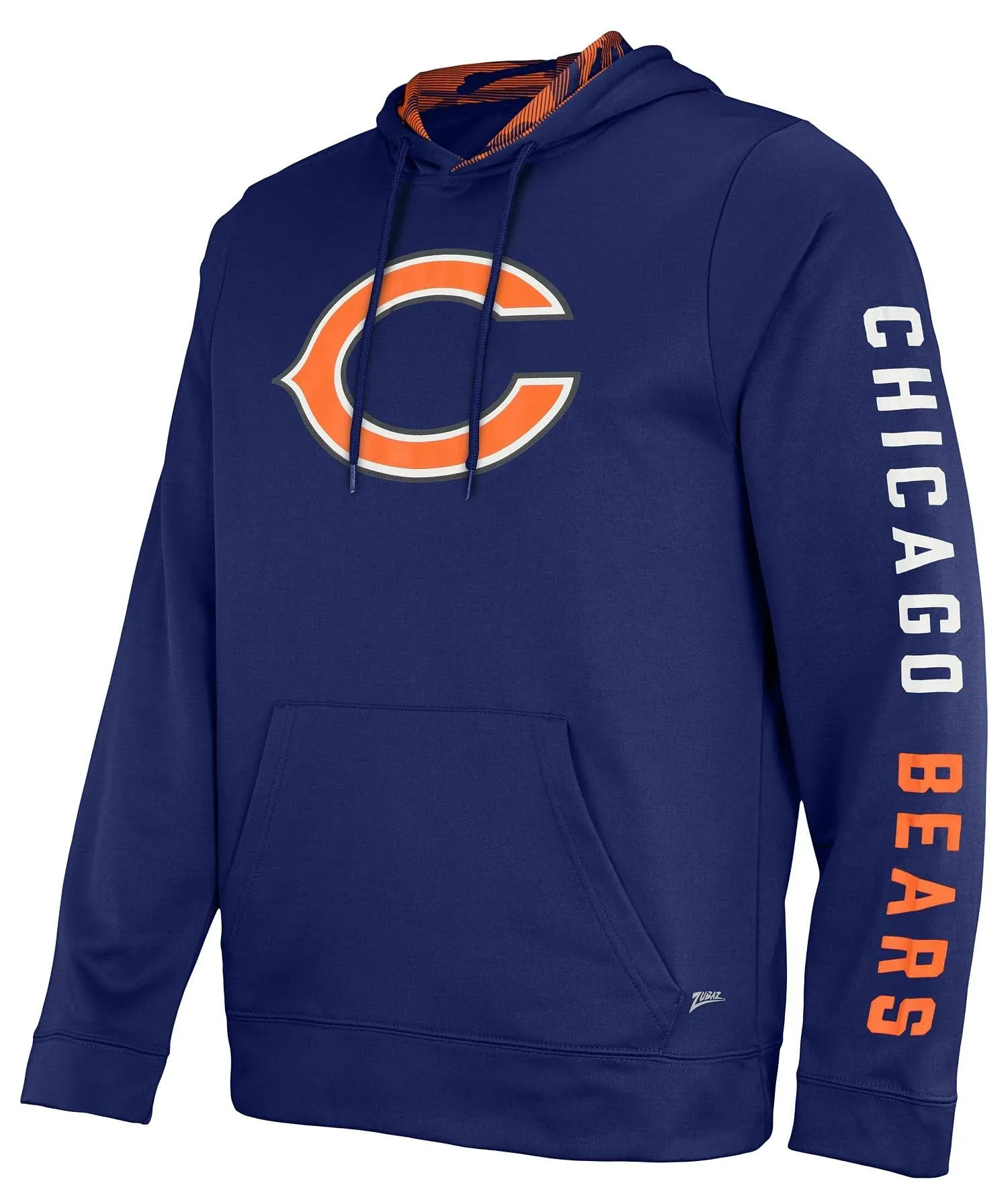 Zubaz NFL Men&#039;s Chicago Bears Solid Team Hoodie with Camo Lined Hood