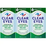 Clear Eyes Eye Drops, Maximum Itchy Eye Relief, 0.5 Fl Oz (Pack of 3)