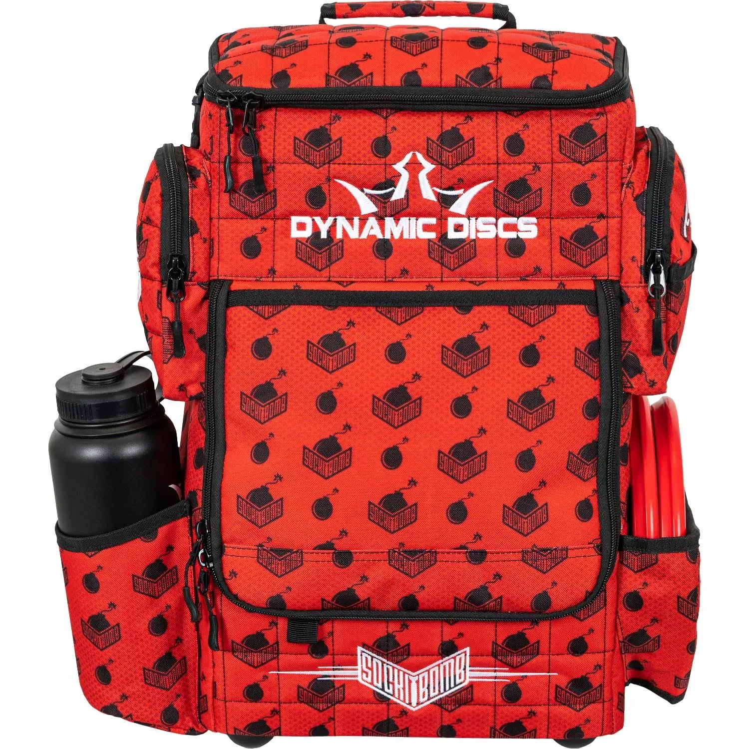 Dynamic Discs Combat Ranger Disc Golf Backpack | Large Main Compartment That Can Hold 18+ Discs | On-Deck Frisbee Golf Putter Pouch | Padded Back Panel and Straps for Extra Comfort (Sockibomb White)