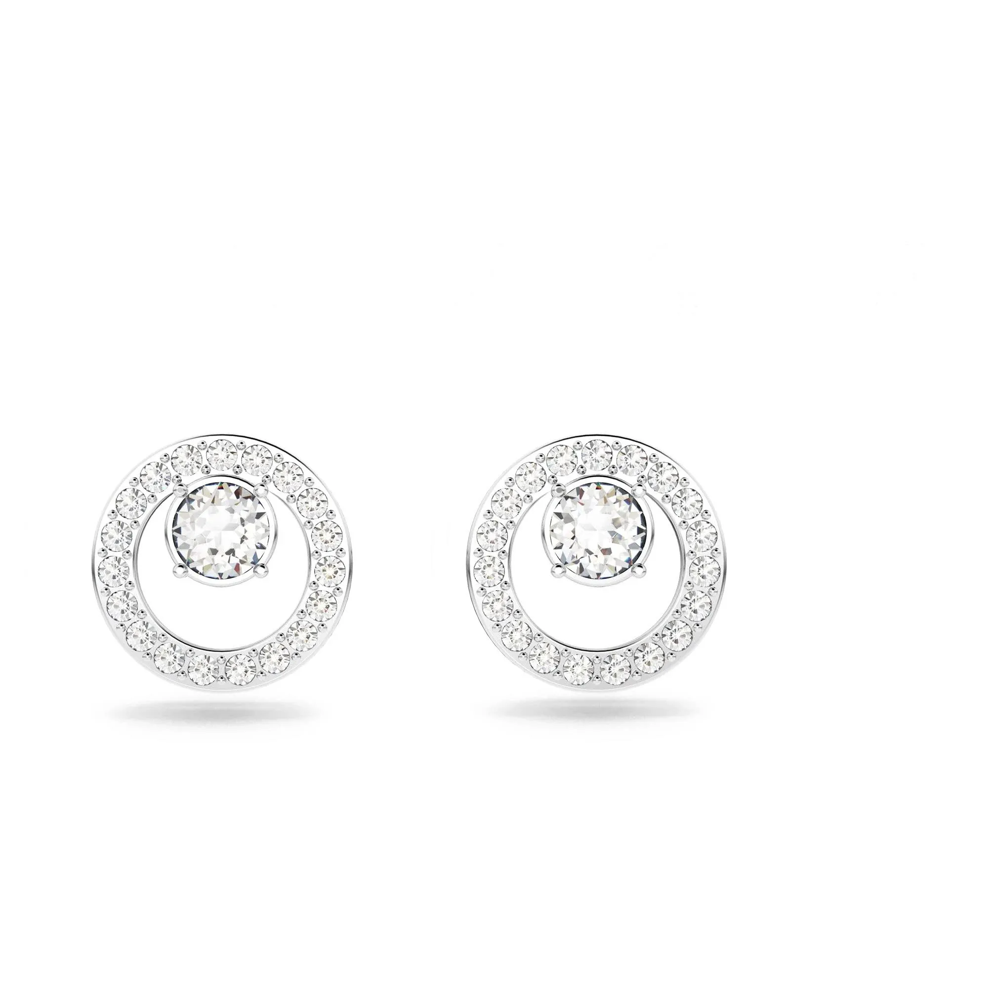 SWAROVSKI CRYSTAL CREATIVITY CIRCLE EARRINGS RHODIUM-PLATE #5201707 BRAND NIB FS