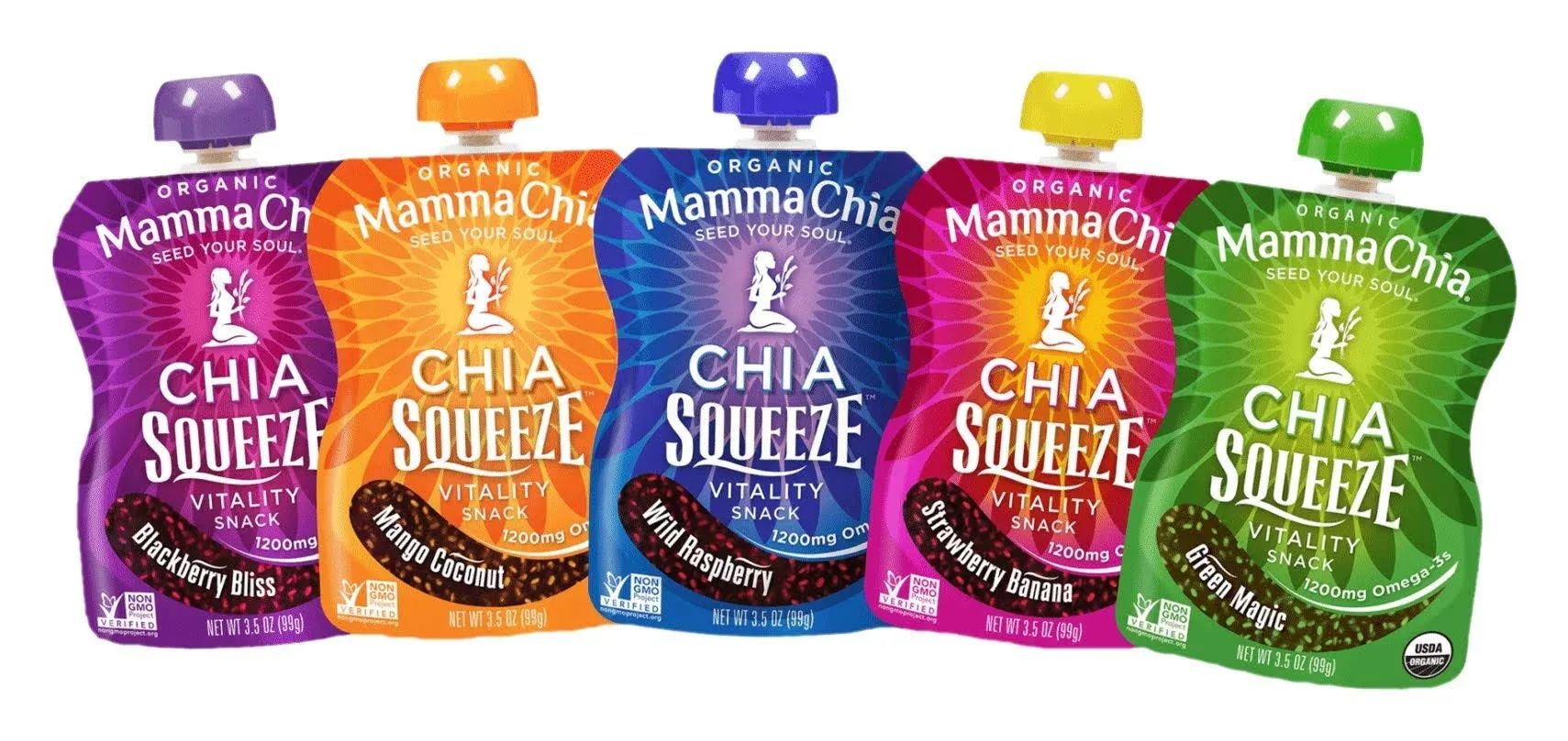 Mamma Chia Squeeze 5 variety (10 pack) Wild Raspberry,Gree<wbr/>n...