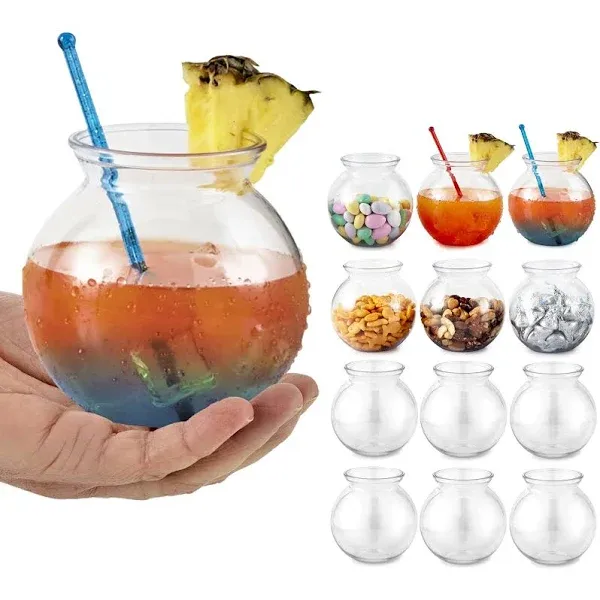 Plastic Fish Bowl (12 Count) 4 Inch Fishbowl - 16 Ounces, Clear