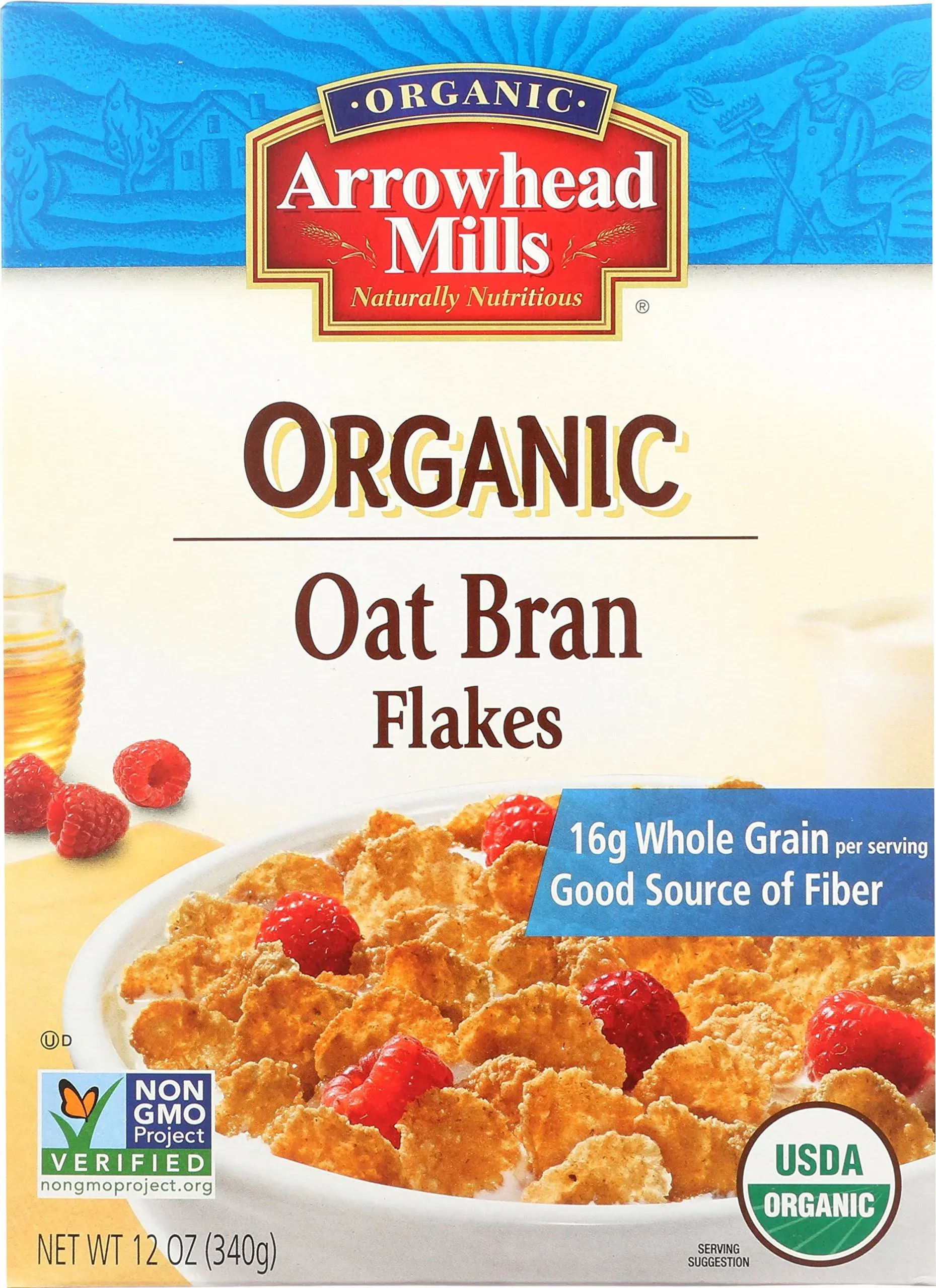 Arrowhead Mills Organic Oat Bran Flakes 12 oz (340 g)