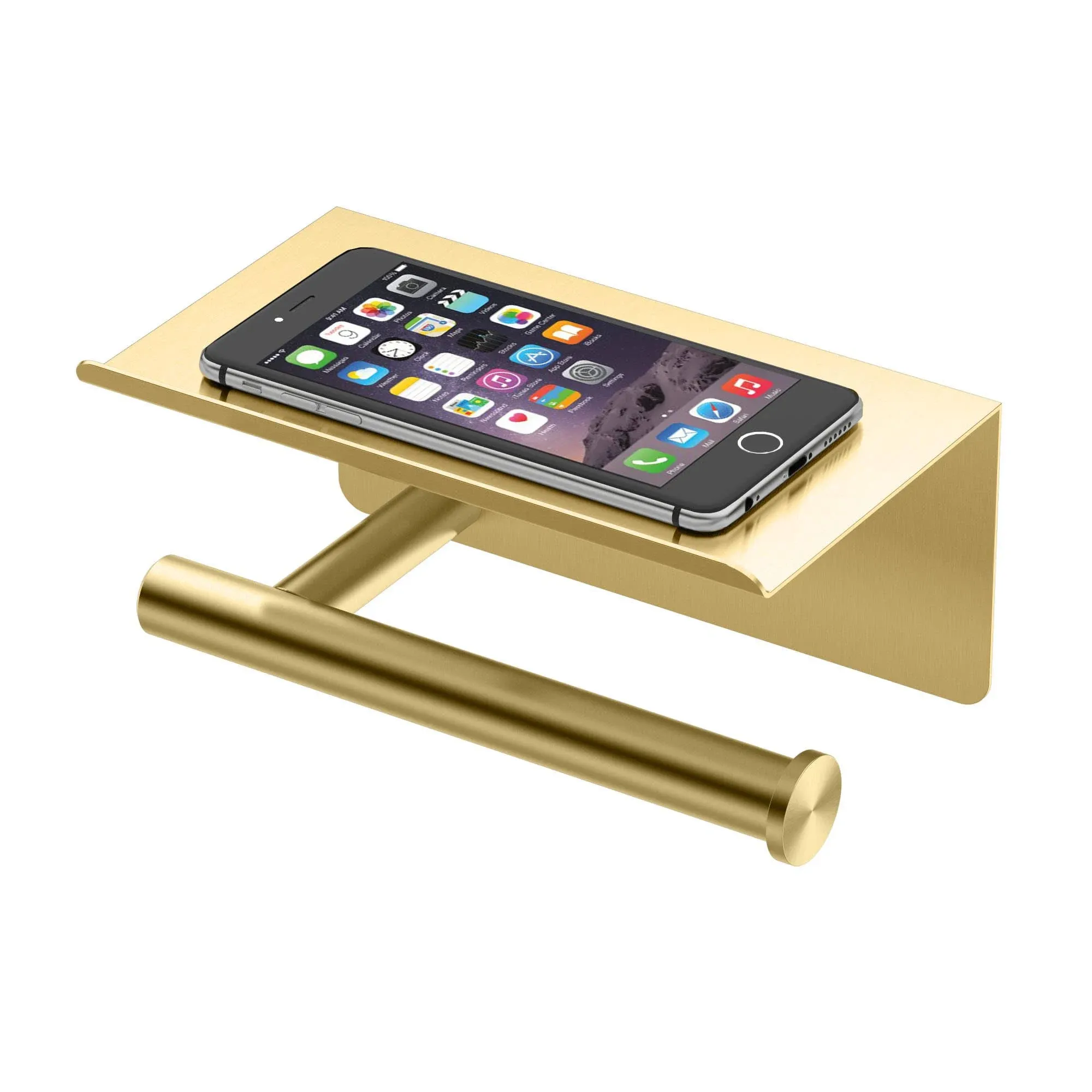 Latitude II Collection - Toilet Paper Holder With Mobile Shelf in Brushed Brass by Gatco Bath Accessories