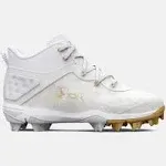 Under Armour Harper 8 Mid RM Jr. Baseball Cleats - White