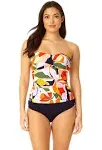 2-piece Shirred Tankini & Bikini Bottoms Set In Ivory/ Floral Multi